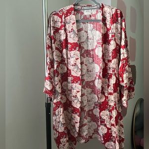 Red and white floral 3rd piece for layering